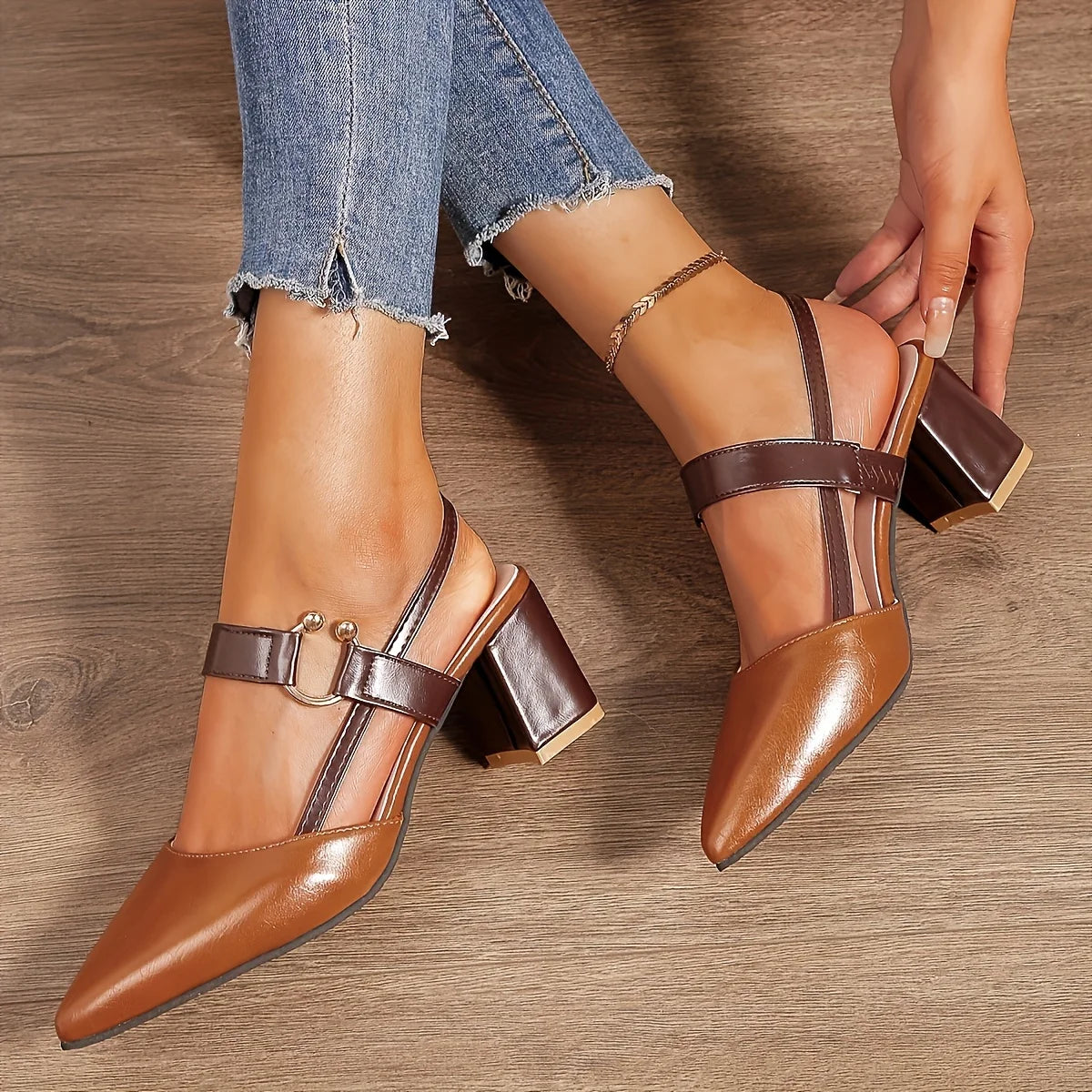 Sandales Chic Talon Carré Femme