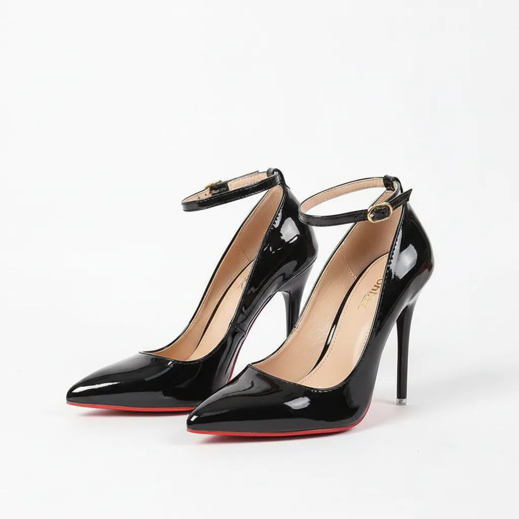 Escarpins Aphixta : Talons Stiletto Vernis & Boucle Métallique