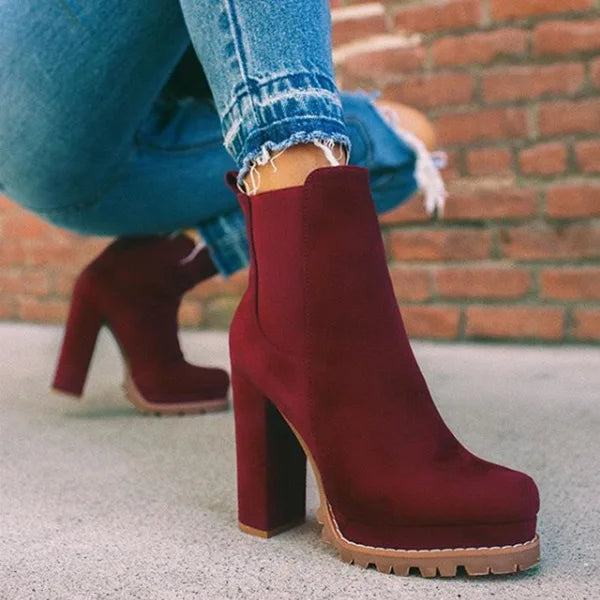 Bottines Sexy Daim Talon Chunky