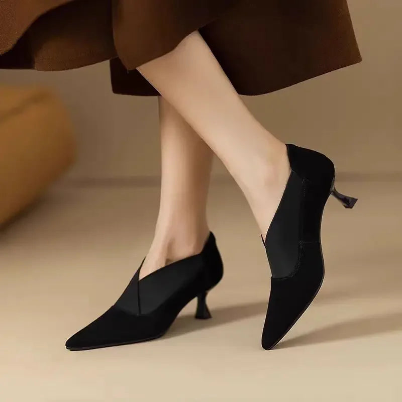 Bottines Rétro Femme Bout Pointu Talon Fin