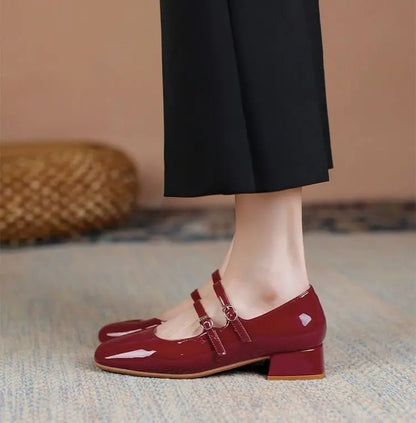 Escarpins Mary Jane Vernis Boucle Dorée