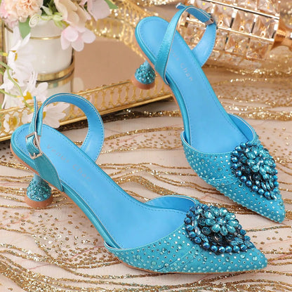 Escarpins Verts Strass Talon Aiguille Venus Chan