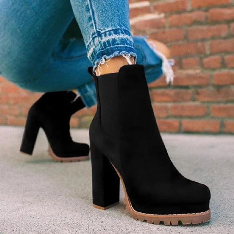 Bottines Sexy Daim Talon Chunky