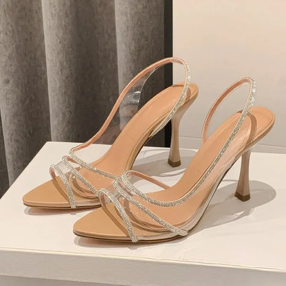 Sandales Slingback Strass & PVC Transparent
