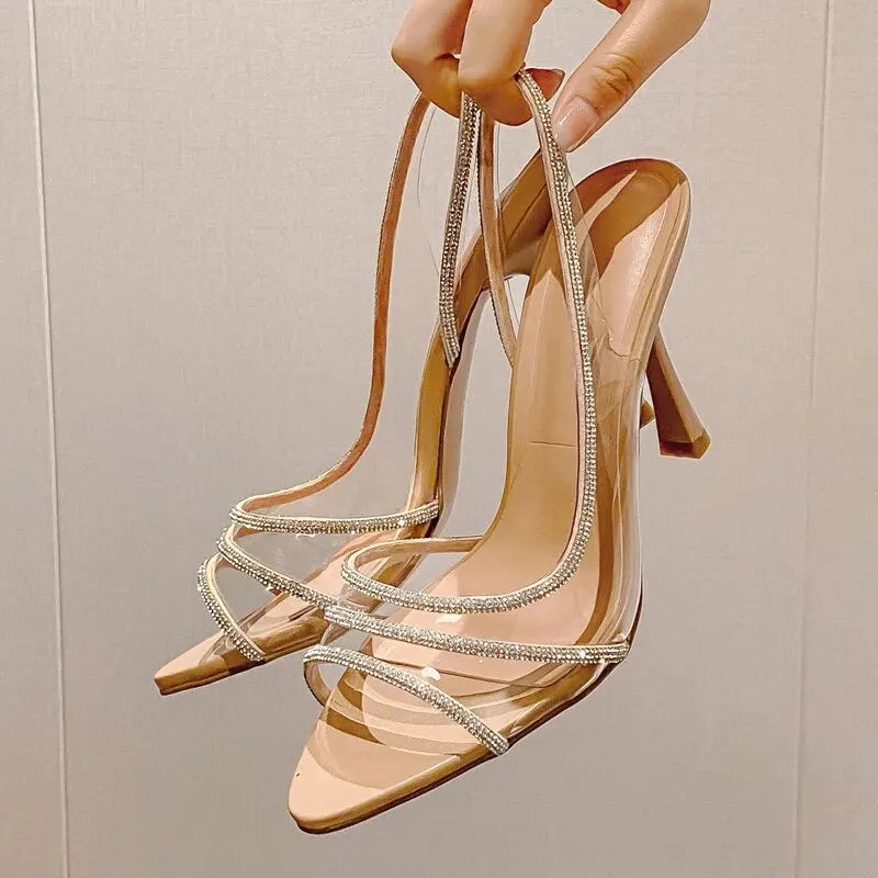 Sandales Slingback Strass & PVC Transparent