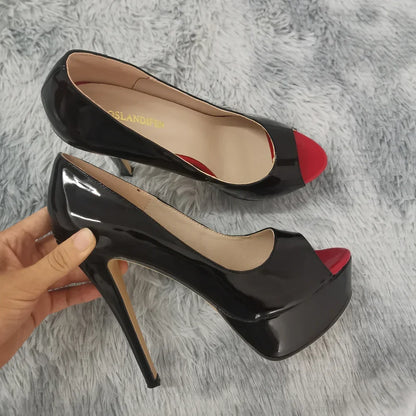 Escarpins Talon Aiguille Plateforme Vernis