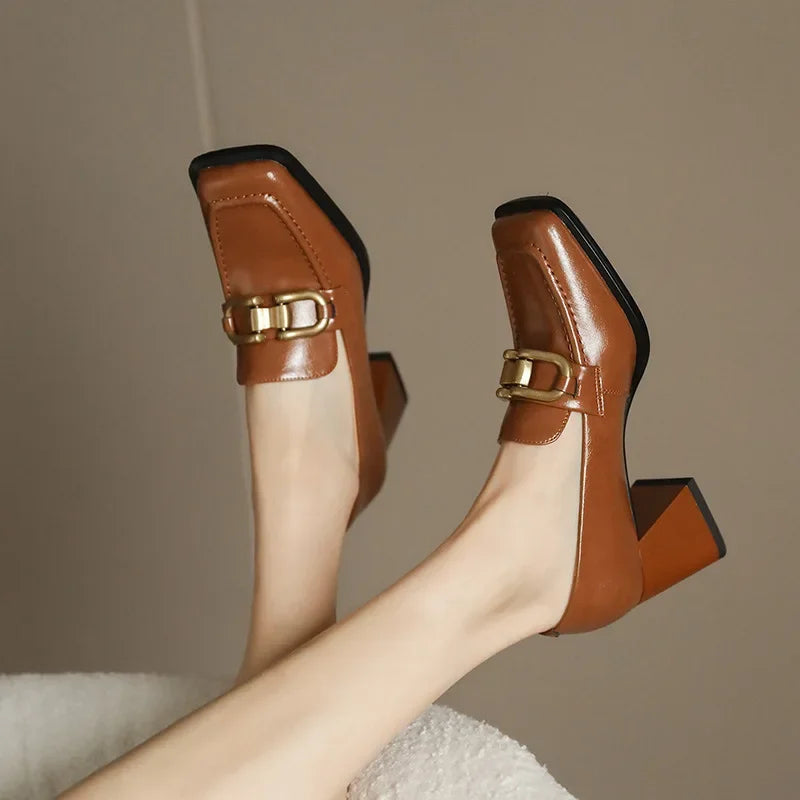 Escarpins Mary Jane Talon Carré