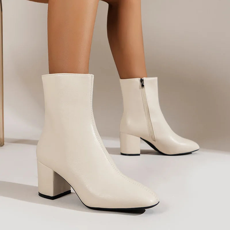 Bottines Chic Talon Carré Bout Pointu