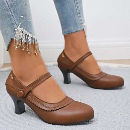 Escarpins Mary Jane Bout Pointu Lanière Boucle