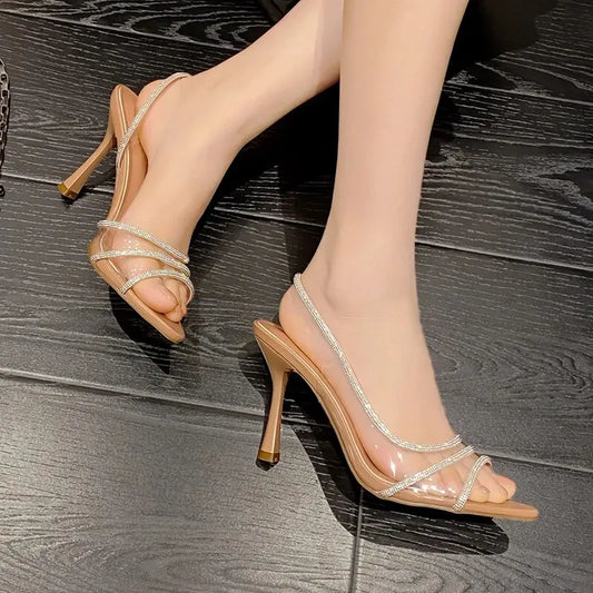 Sandales Slingback Strass & PVC Transparent