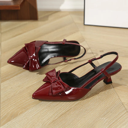 Escarpins Vernis Rouge Nœud Papillon