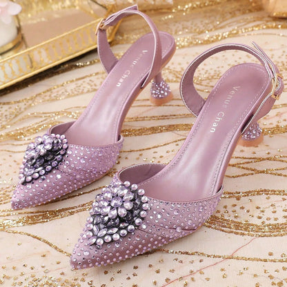 Escarpins Verts Strass Talon Aiguille Venus Chan