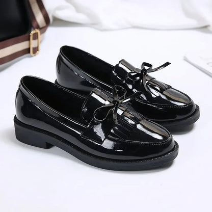 Mocassins Femme Cuir Verni Nœud Papillon