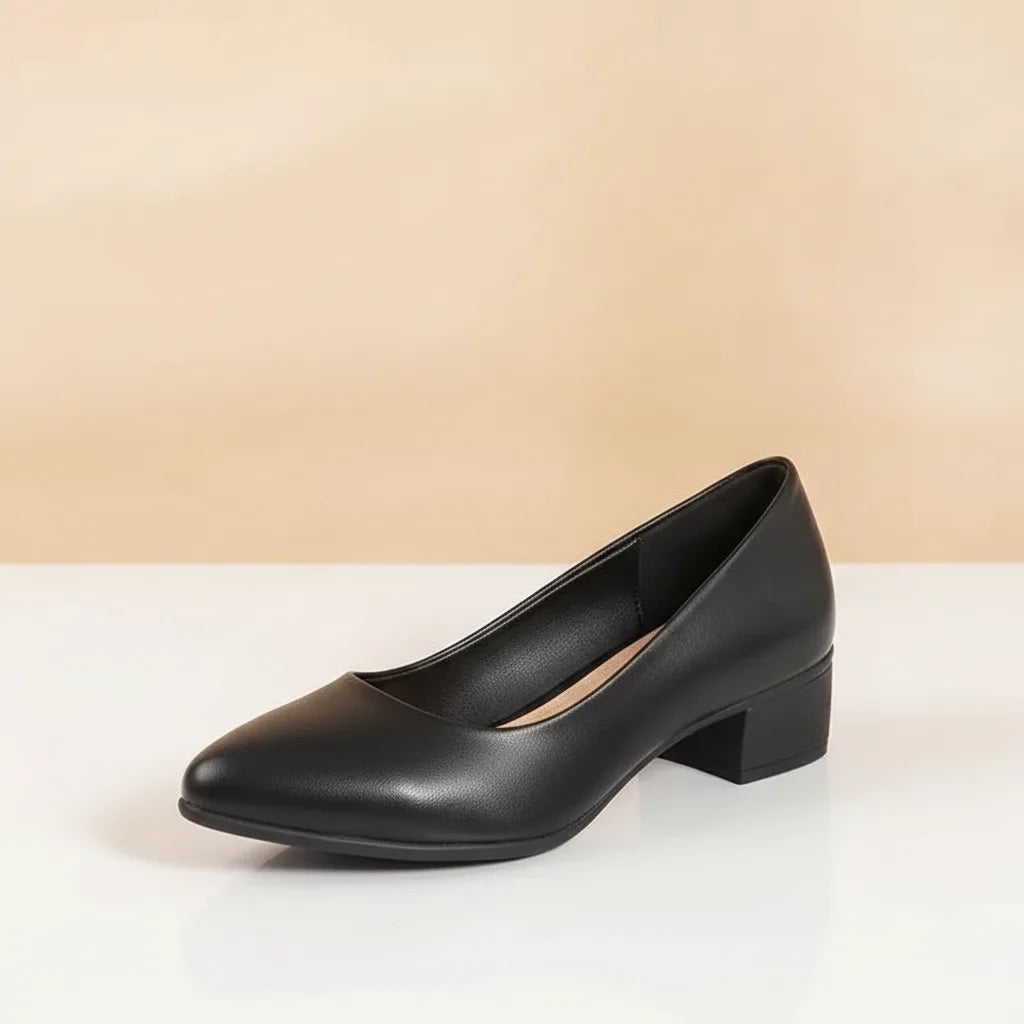 Escarpins noirs confortables en cuir artificiel