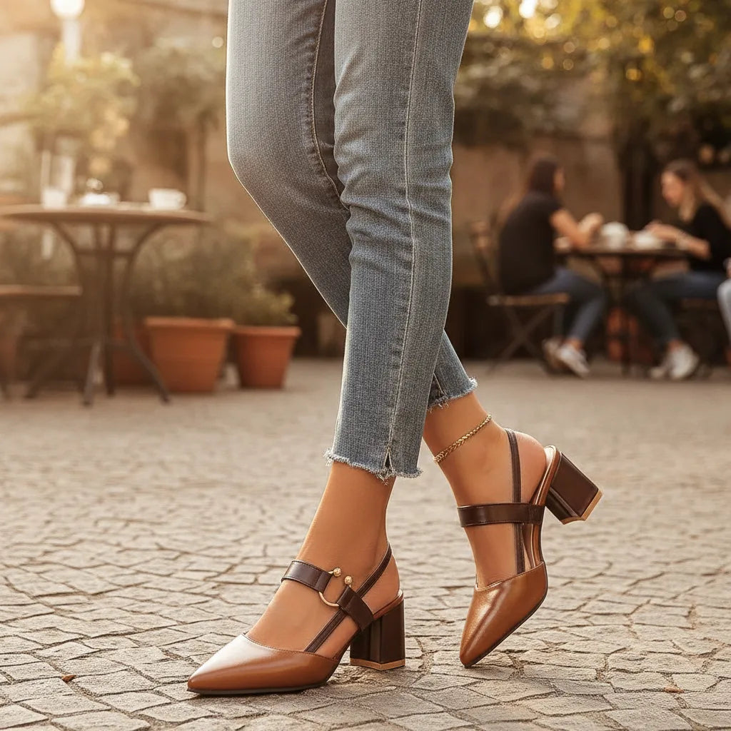 Sandales Chic Talon Carré Femme