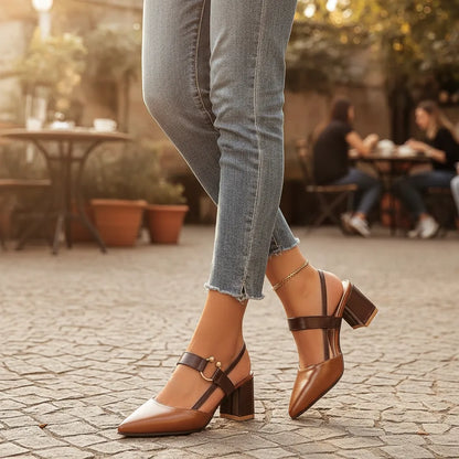 Sandales Chic Talon Carré Femme