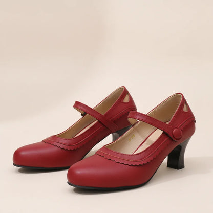Escarpins Mary Jane Bout Pointu Lanière Boucle