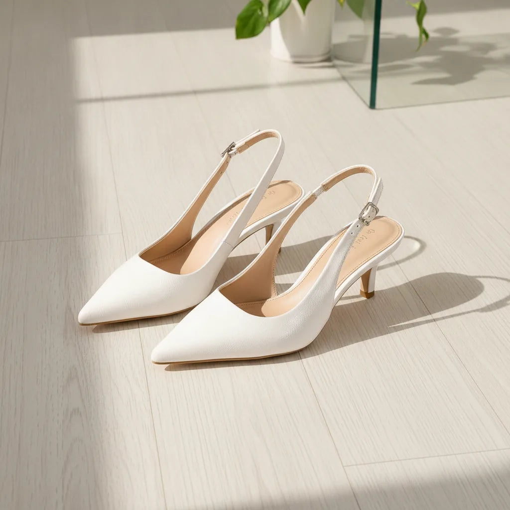 Escarpins Slingback Blancs Bout Pointu