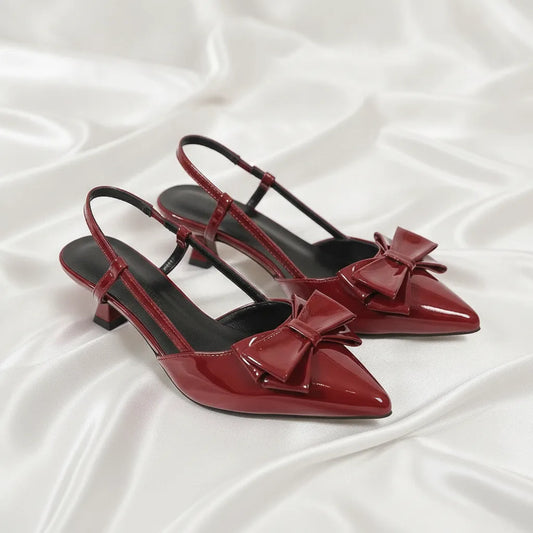 Escarpins Vernis Rouge Nœud Papillon