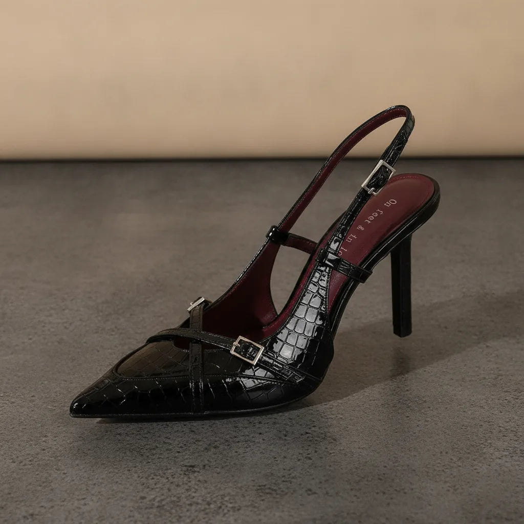 Escarpins Vernis Talon Aiguille Bride Cheville