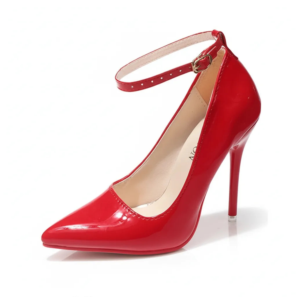 Escarpins Aphixta : Talons Stiletto Vernis & Boucle Métallique